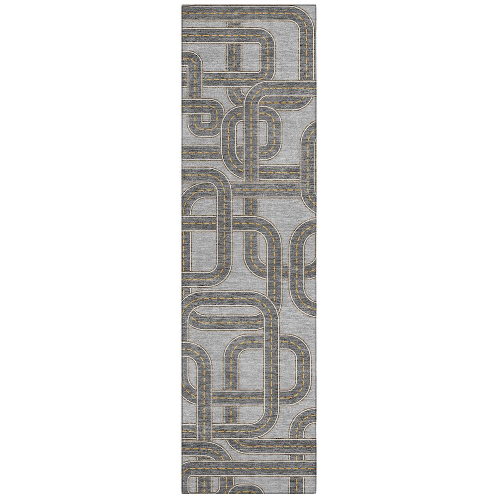 Machine Washable Indoor/Outdoor Chantille ACN2764 Gray 2'3" x 7'6" Runner Rug. Picture 1