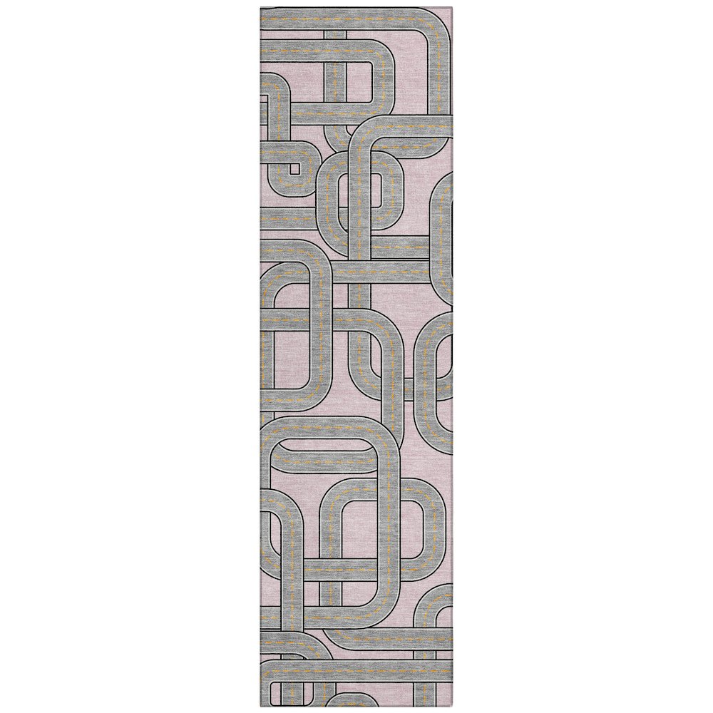 Machine Washable Indoor/Outdoor Chantille ACN2764 Pink 2'3" x 7'6" Runner Rug. Picture 1