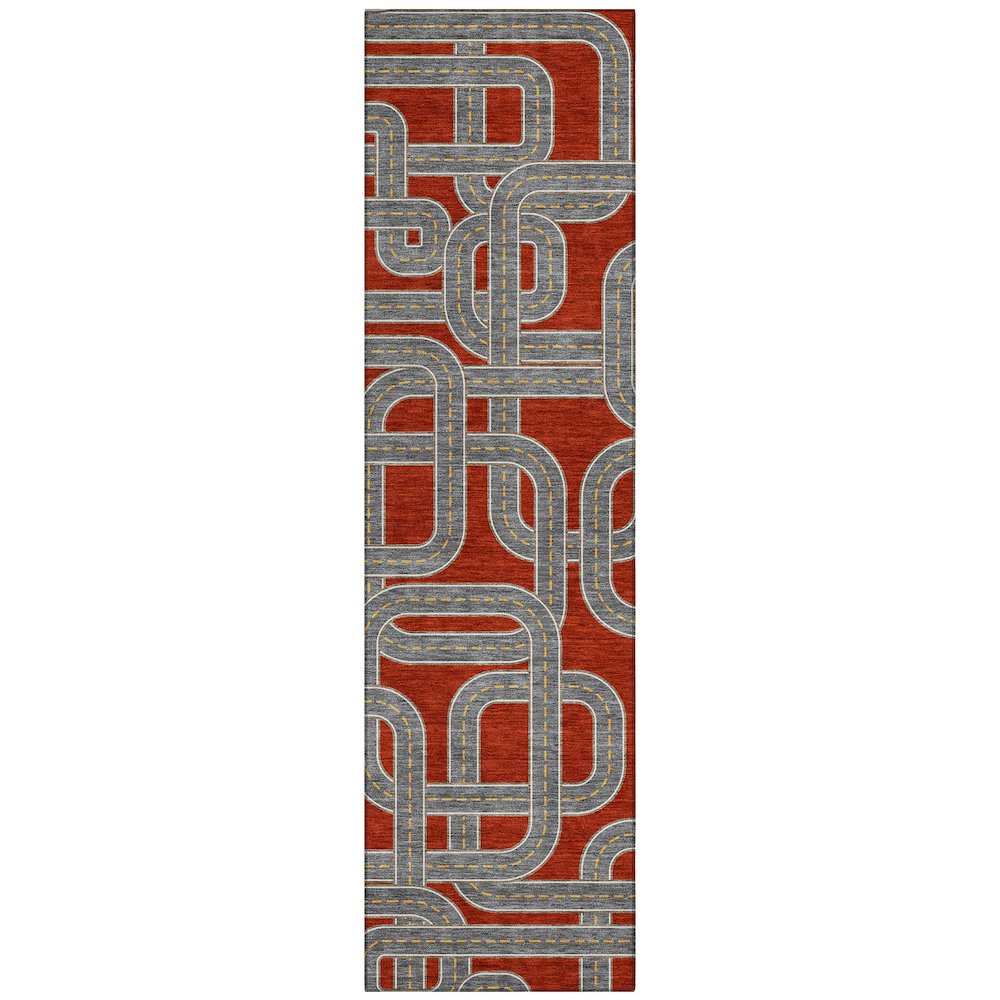 Machine Washable Indoor/Outdoor Chantille ACN2764 Red 2'3" x 7'6" Runner Rug. Picture 1