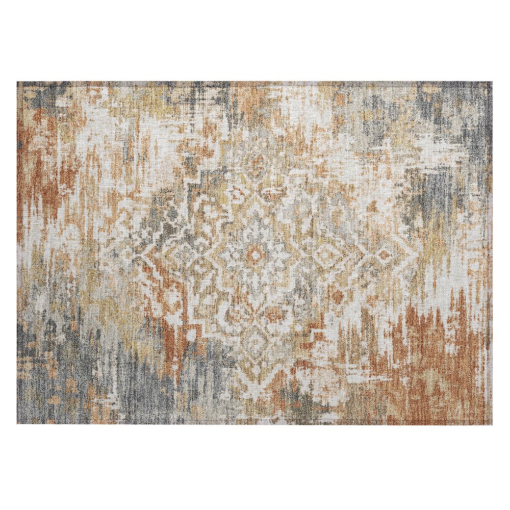 Machine Washable Indoor/Outdoor Chantille ACN2765 Orange 1'8" x 2'6" Rug. Picture 1