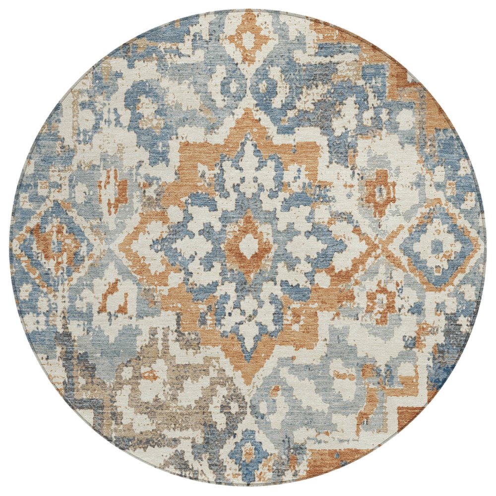 Machine Washable Indoor/Outdoor Chantille ACN2765 Ivory 8' x 8' Round Rug. Picture 1
