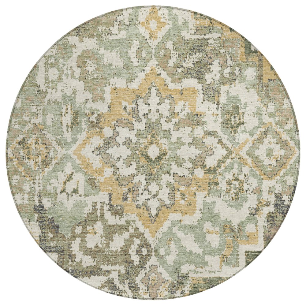 Machine Washable Indoor/Outdoor Chantille ACN2765 Green 8' x 8' Round Rug. Picture 1