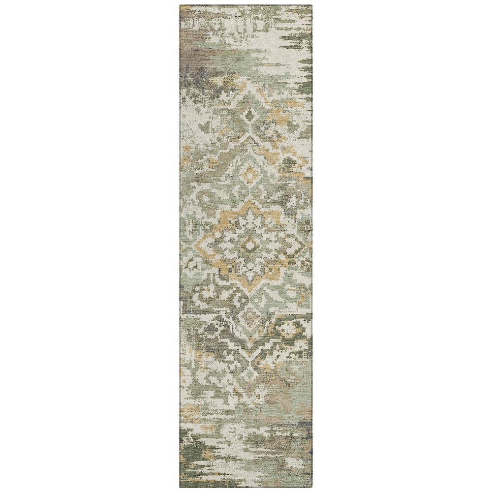 Machine Washable Indoor/Outdoor Chantille ACN2765 Green 2'3" x 7'6" Runner Rug. Picture 1
