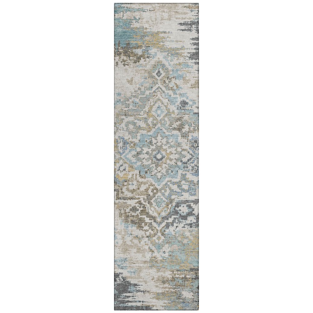 Machine Washable Indoor/Outdoor Chantille ACN2765 Teal 2'3" x 7'6" Runner Rug. Picture 1