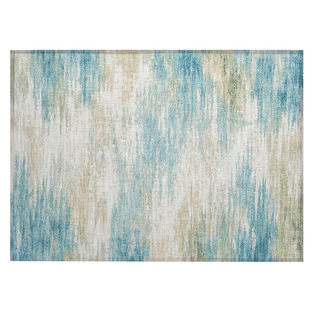 Machine Washable Indoor/Outdoor Chantille ACN2766 Teal 1'8" x 2'6" Rug. Picture 1