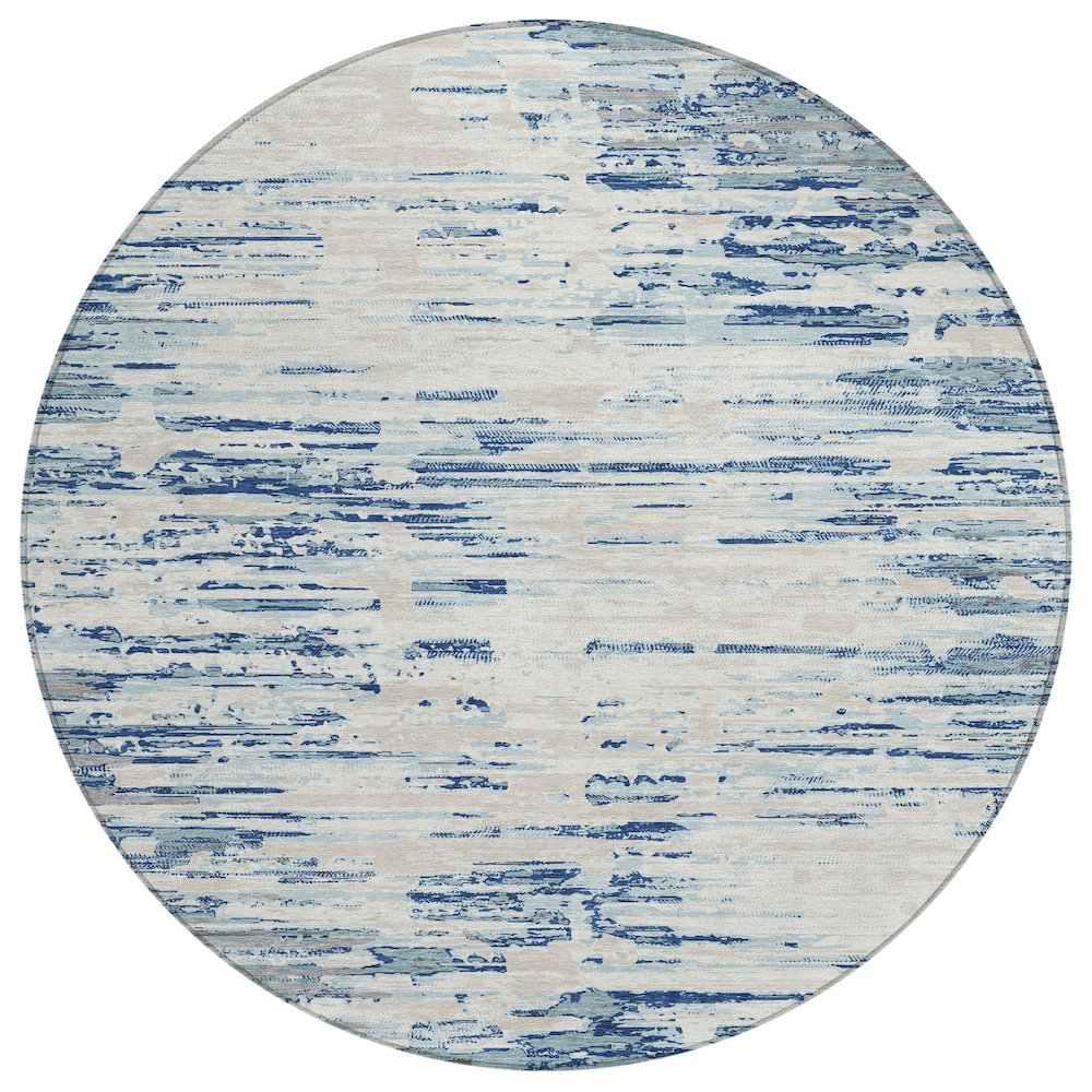 Machine Washable Indoor/Outdoor Chantille ACN2767 Blue 8' x 8' Round Rug. Picture 1