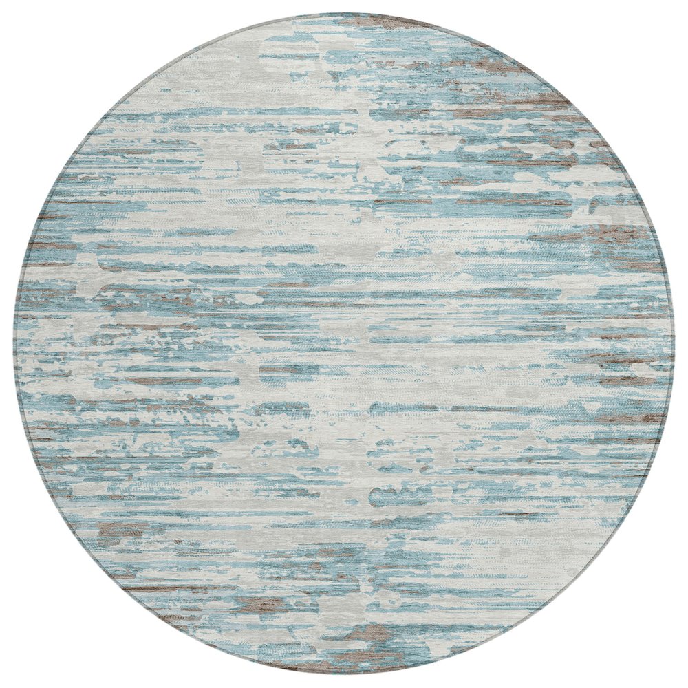 Machine Washable Indoor/Outdoor Chantille ACN2767 Teal 8' x 8' Round Rug. Picture 1