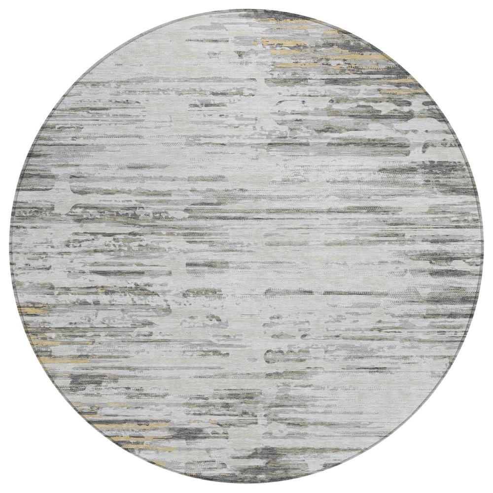 Machine Washable Indoor/Outdoor Chantille ACN2767 Gray 8' x 8' Round Rug. Picture 1