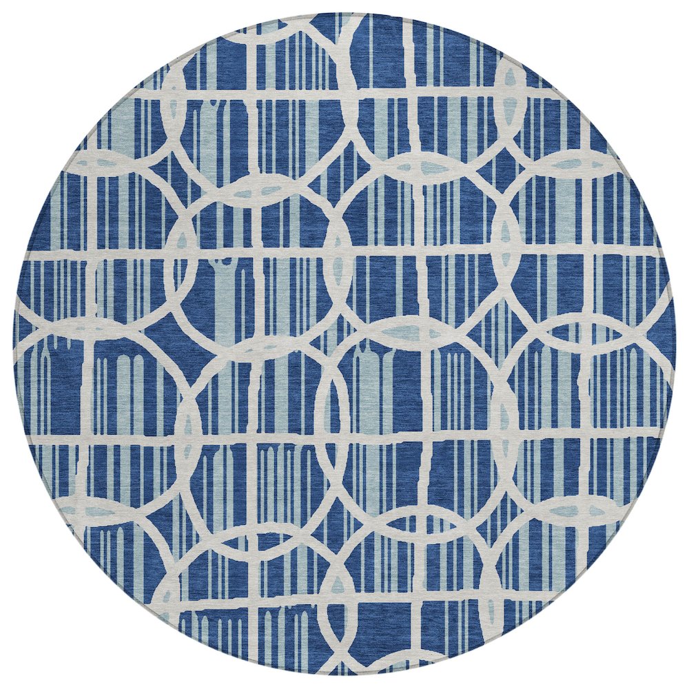 Machine Washable Indoor/Outdoor Chantille ACN2769 Blue 8' x 8' Round Rug. Picture 1