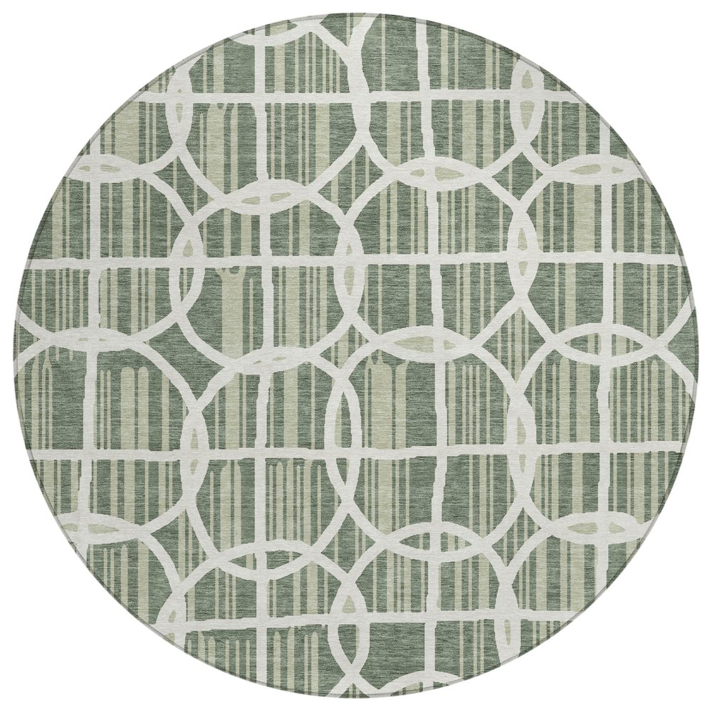 Machine Washable Indoor/Outdoor Chantille ACN2769 Green 8' x 8' Round Rug. Picture 1