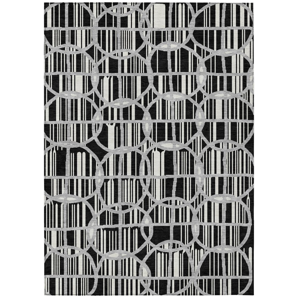 Machine Washable Indoor/Outdoor Chantille ACN2769 Black 3' x 5' Rug. Picture 1