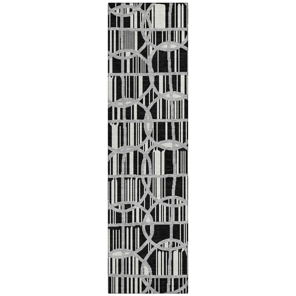 Machine Washable Indoor/Outdoor Chantille ACN2769 Black 2'3" x 7'6" Runner Rug. Picture 1