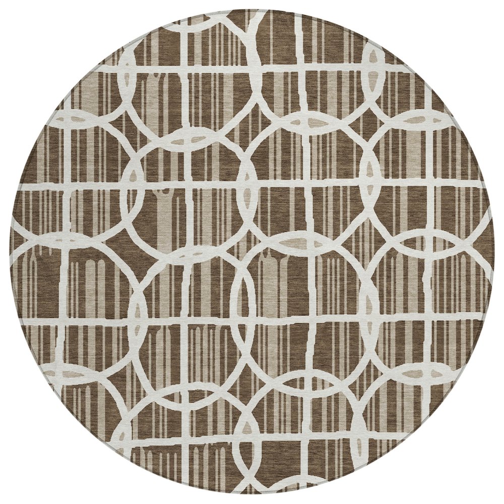 Machine Washable Indoor/Outdoor Chantille ACN2769 Brown 8' x 8' Round Rug. Picture 1