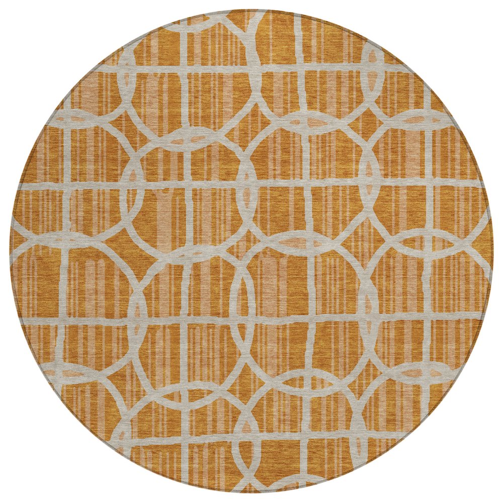 Machine Washable Indoor/Outdoor Chantille ACN2769 Orange 8' x 8' Round Rug. Picture 1