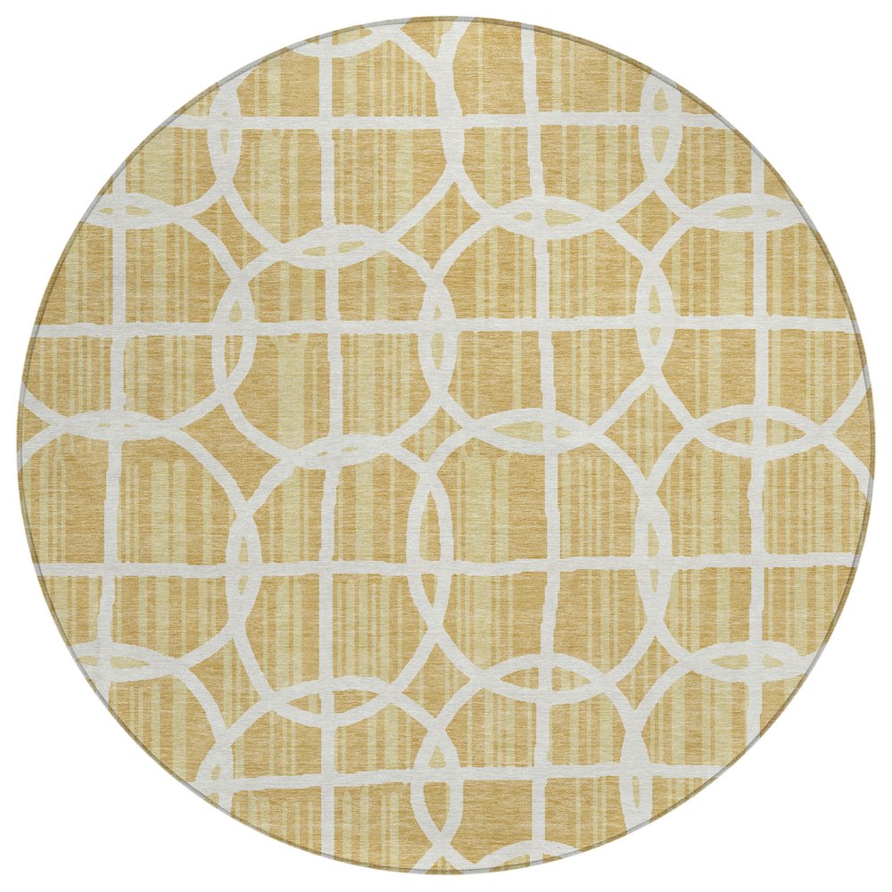 Machine Washable Indoor/Outdoor Chantille ACN2769 Gold 8' x 8' Round Rug. Picture 1