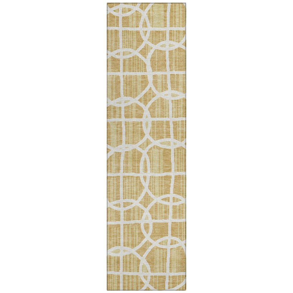 Machine Washable Indoor/Outdoor Chantille ACN2769 Gold 2'3" x 7'6" Runner Rug. Picture 1