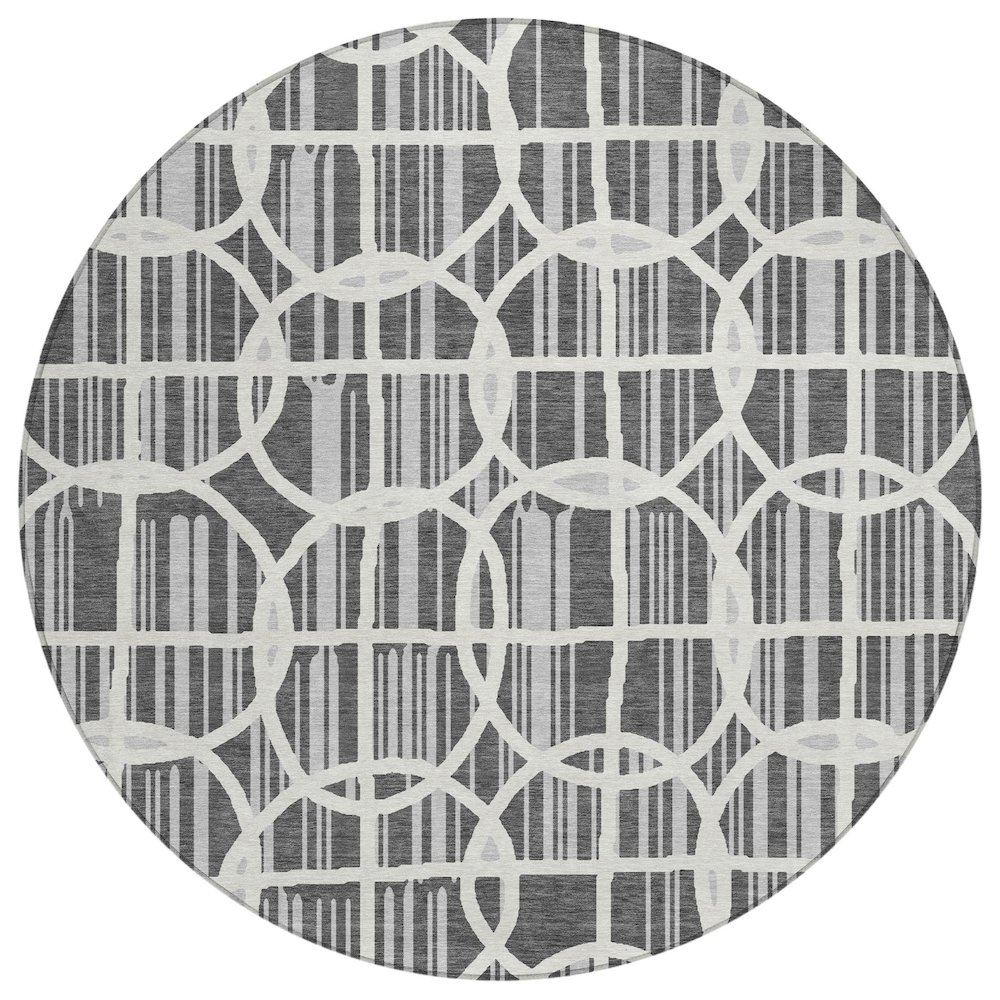 Machine Washable Indoor/Outdoor Chantille ACN2769 Gray 8' x 8' Round Rug. Picture 1