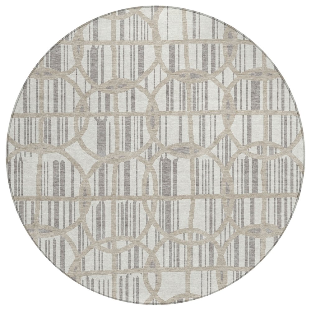 Machine Washable Indoor/Outdoor Chantille ACN2769 Ivory 8' x 8' Round Rug. Picture 1