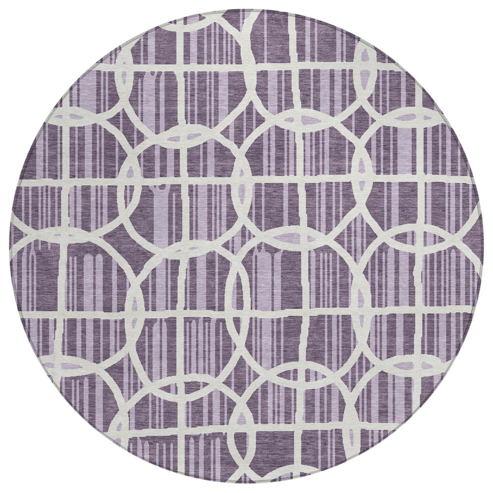 Machine Washable Indoor/Outdoor Chantille ACN2769 Purple 8' x 8' Round Rug. Picture 1