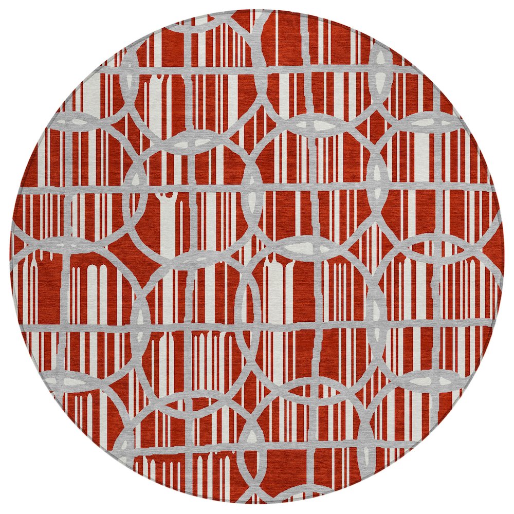 Machine Washable Indoor/Outdoor Chantille ACN2769 Red 8' x 8' Round Rug. Picture 1