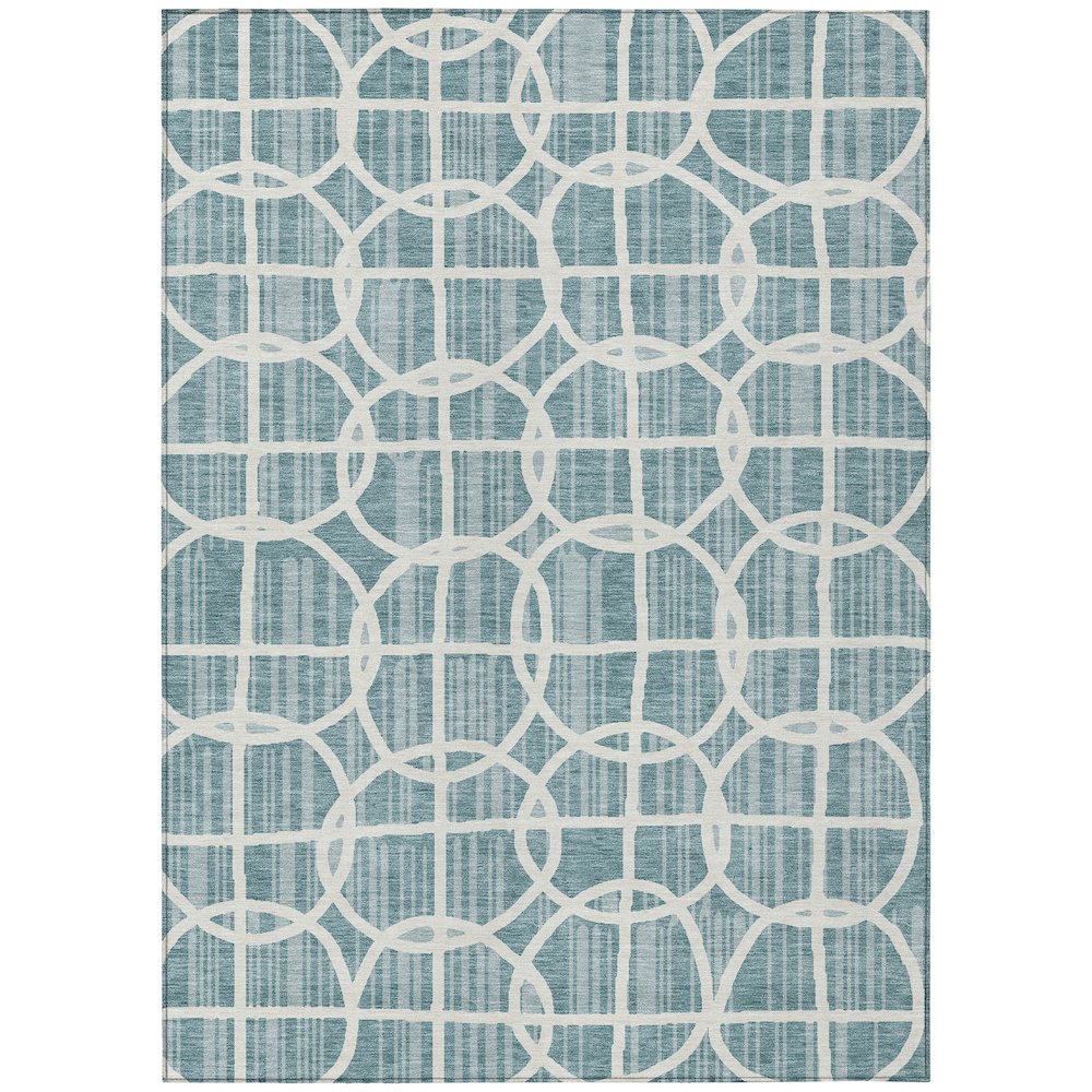 Machine Washable Indoor/Outdoor Chantille ACN2769 Teal 3' x 5' Rug. Picture 1