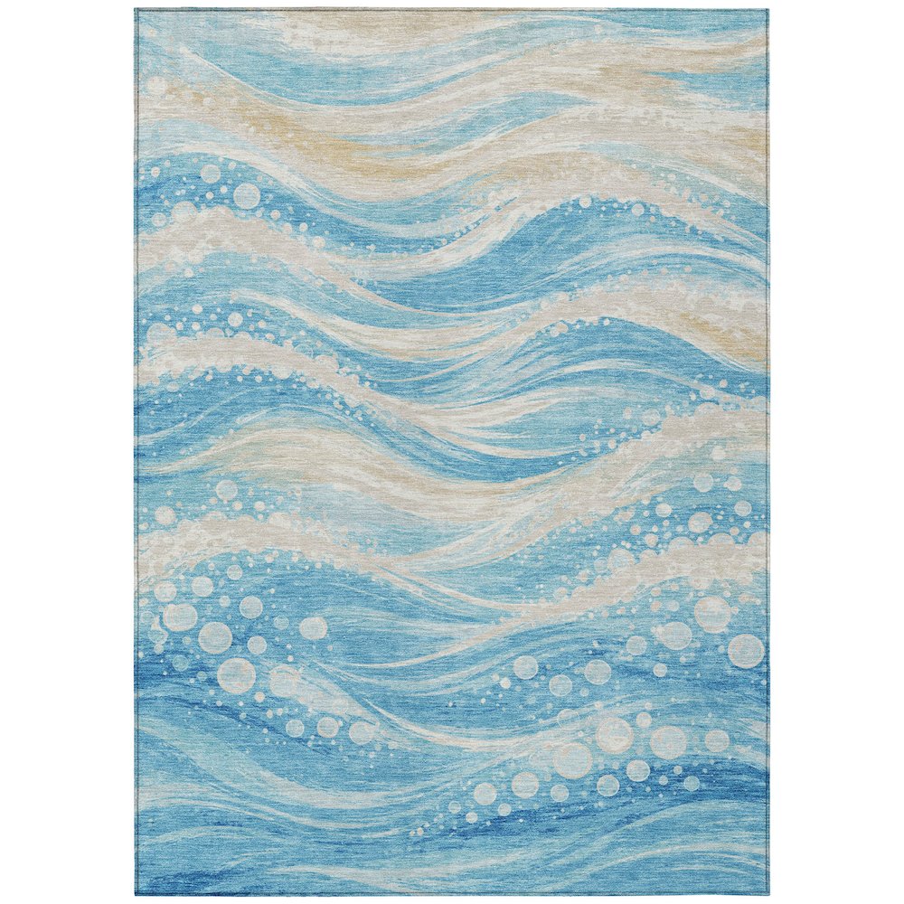 Machine Washable Indoor/Outdoor Chantille ACN2770 Blue 3' x 5' Rug. Picture 1