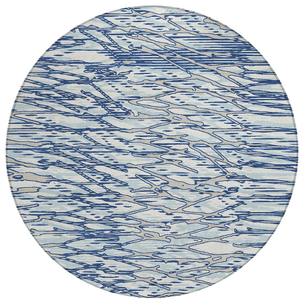 Machine Washable Indoor/Outdoor Chantille ACN2771 Blue 8' x 8' Round Rug. Picture 1