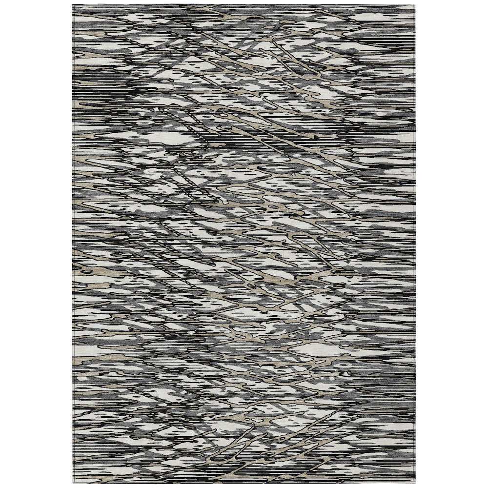 Machine Washable Indoor/Outdoor Chantille ACN2771 Black 3' x 5' Rug. Picture 1