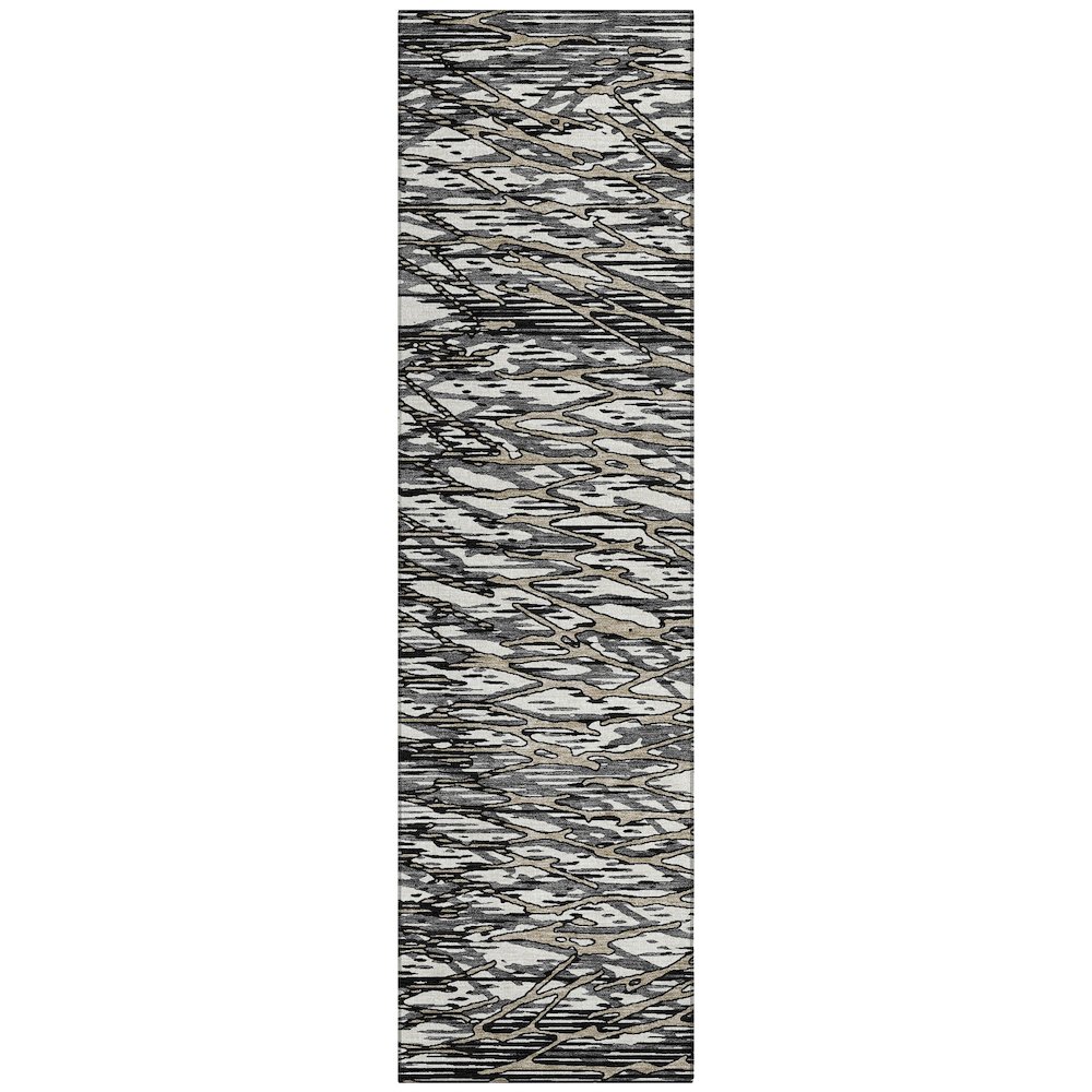 Machine Washable Indoor/Outdoor Chantille ACN2771 Black 2'3" x 7'6" Runner Rug. Picture 1