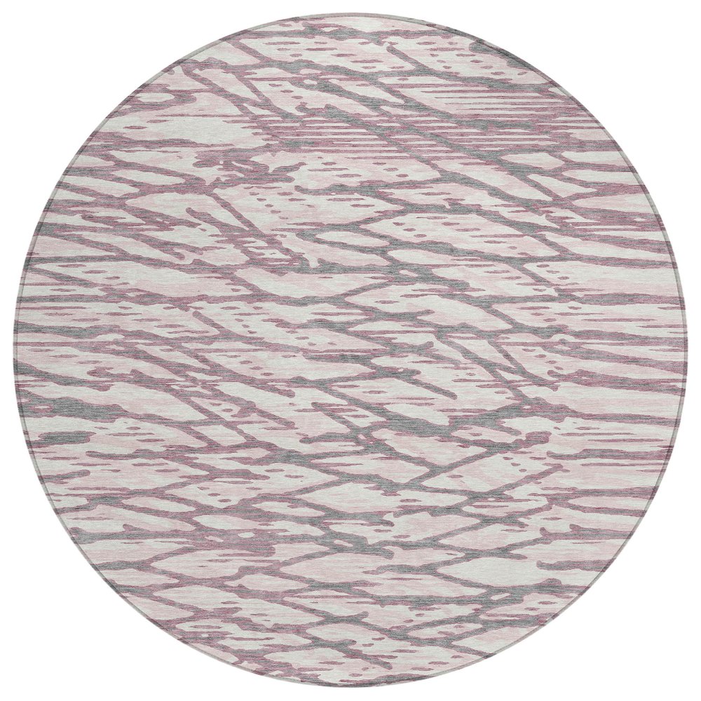 Machine Washable Indoor/Outdoor Chantille ACN2771 Pink 8' x 8' Round Rug. Picture 1