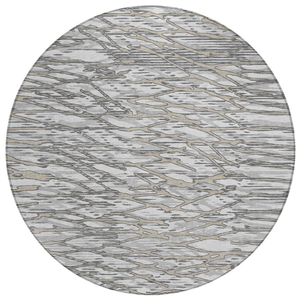 Machine Washable Indoor/Outdoor Chantille ACN2771 Gray 8' x 8' Round Rug. Picture 1