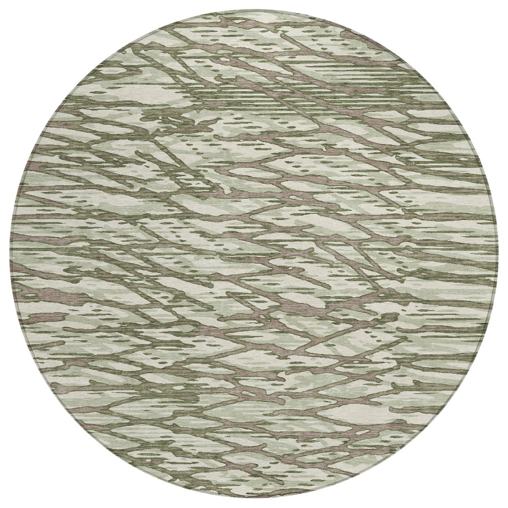 Machine Washable Indoor/Outdoor Chantille ACN2771 Green 8' x 8' Round Rug. Picture 1