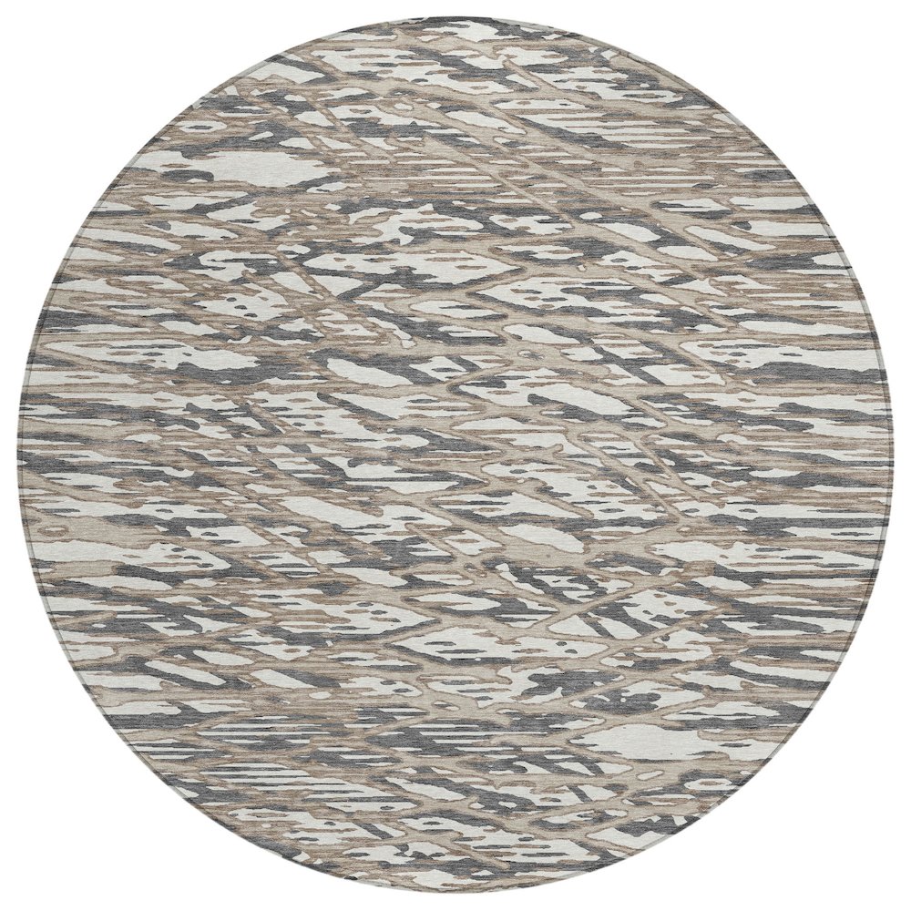Machine Washable Indoor/Outdoor Chantille ACN2771 Brown 8' x 8' Round Rug. Picture 1