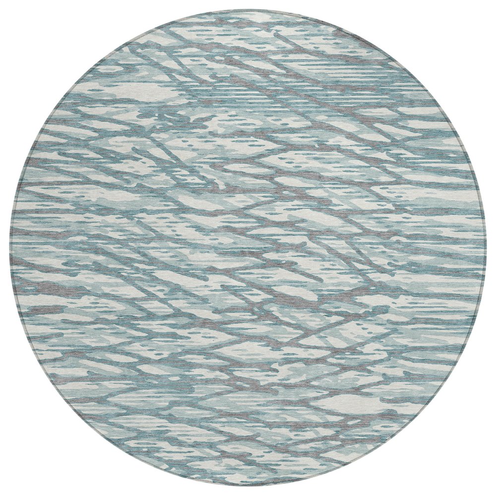 Machine Washable Indoor/Outdoor Chantille ACN2771 Teal 8' x 8' Round Rug. Picture 1
