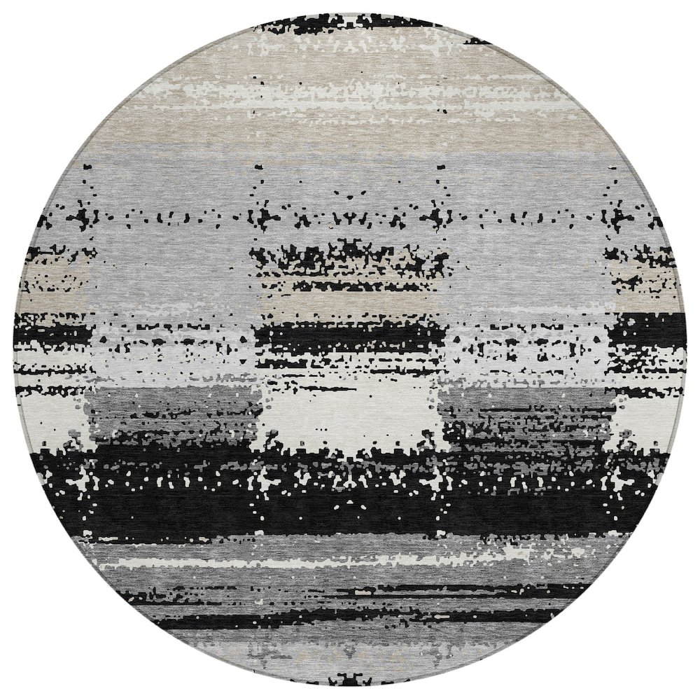 Machine Washable Indoor/Outdoor Chantille ACN2772 Black 8' x 8' Round Rug. Picture 1