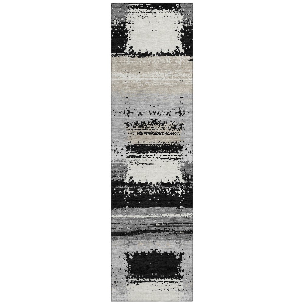 Machine Washable Indoor/Outdoor Chantille ACN2772 Black 2'3" x 7'6" Runner Rug. Picture 1