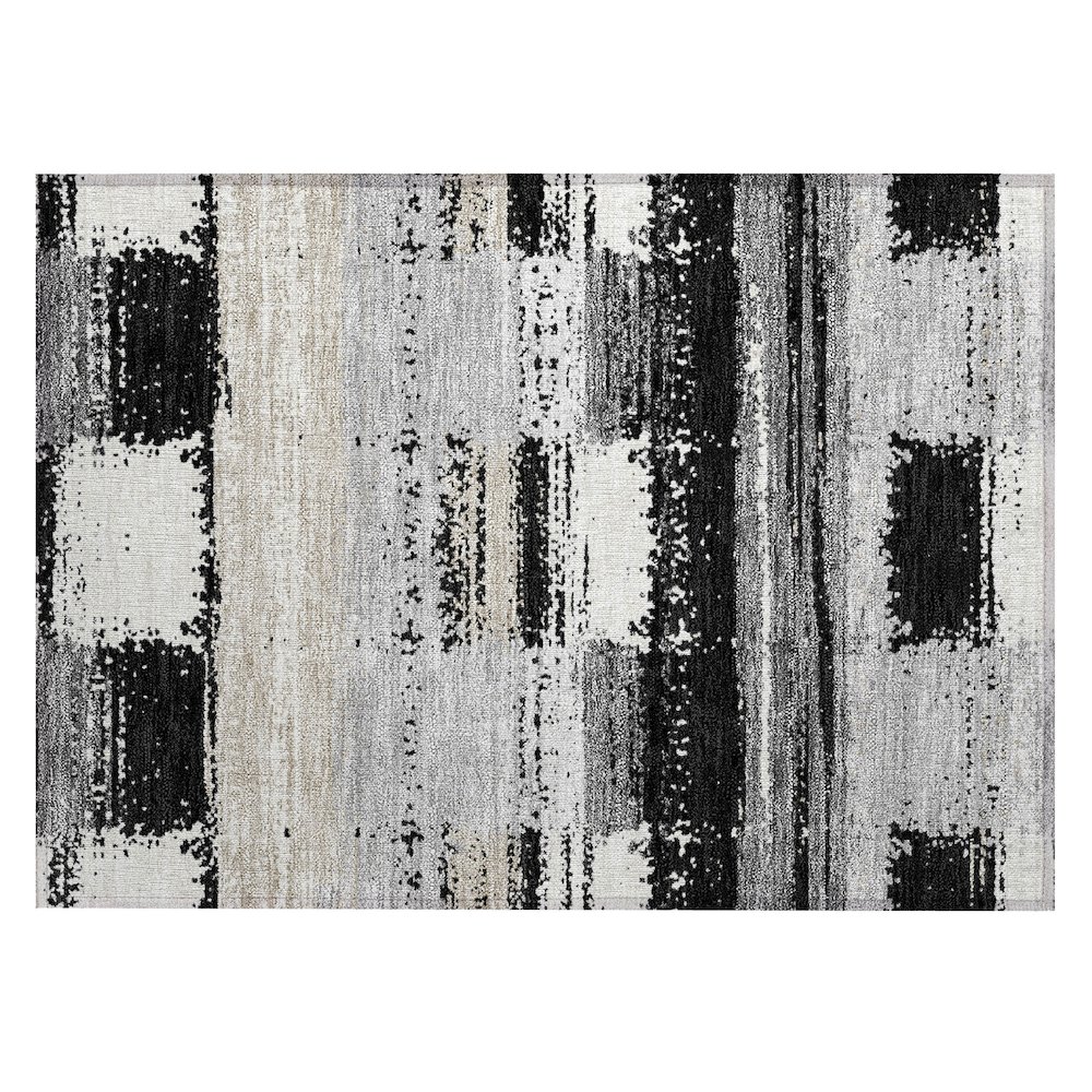 Machine Washable Indoor/Outdoor Chantille ACN2772 Black 1'8" x 2'6" Rug. Picture 1