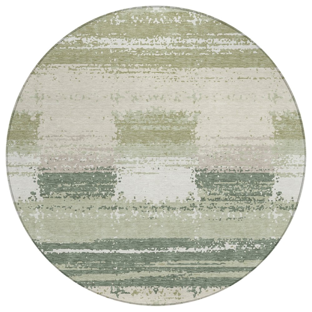 Machine Washable Indoor/Outdoor Chantille ACN2772 Green 8' x 8' Round Rug. Picture 1