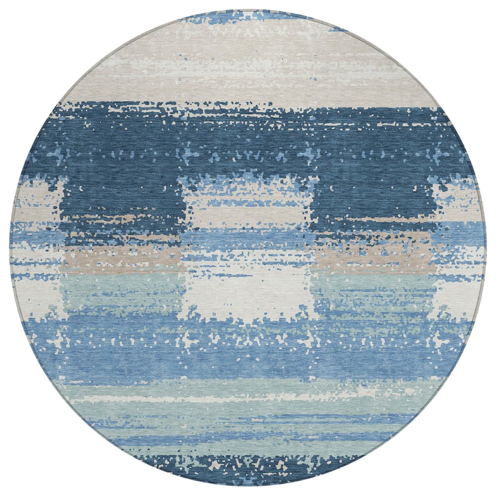 Machine Washable Indoor/Outdoor Chantille ACN2772 Blue 8' x 8' Round Rug. Picture 1