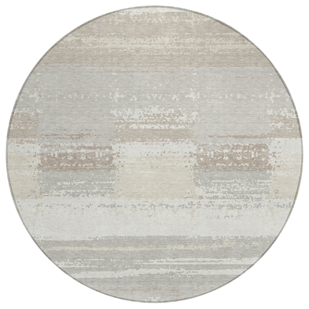 Machine Washable Indoor/Outdoor Chantille ACN2772 Ivory 8' x 8' Round Rug. Picture 1