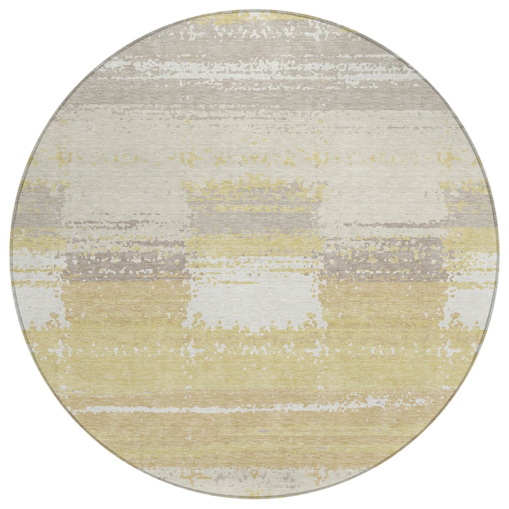 Machine Washable Indoor/Outdoor Chantille ACN2772 Gold 8' x 8' Round Rug. Picture 1