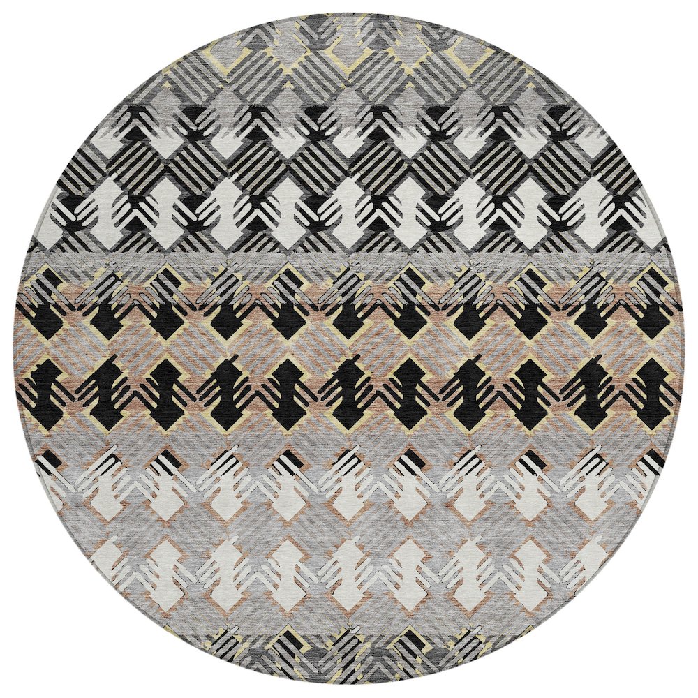 Machine Washable Indoor/Outdoor Chantille ACN2773 Black 8' x 8' Round Rug. Picture 1
