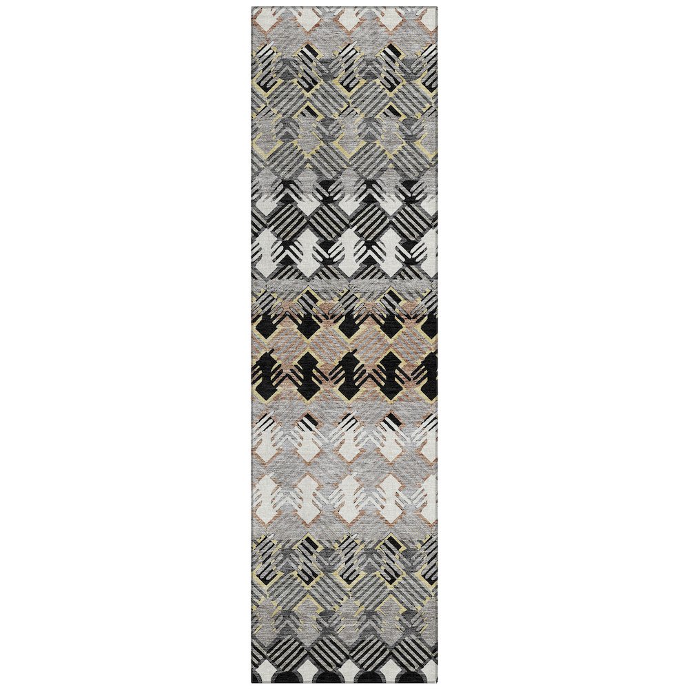 Machine Washable Indoor/Outdoor Chantille ACN2773 Black 2'3" x 7'6" Runner Rug. Picture 1