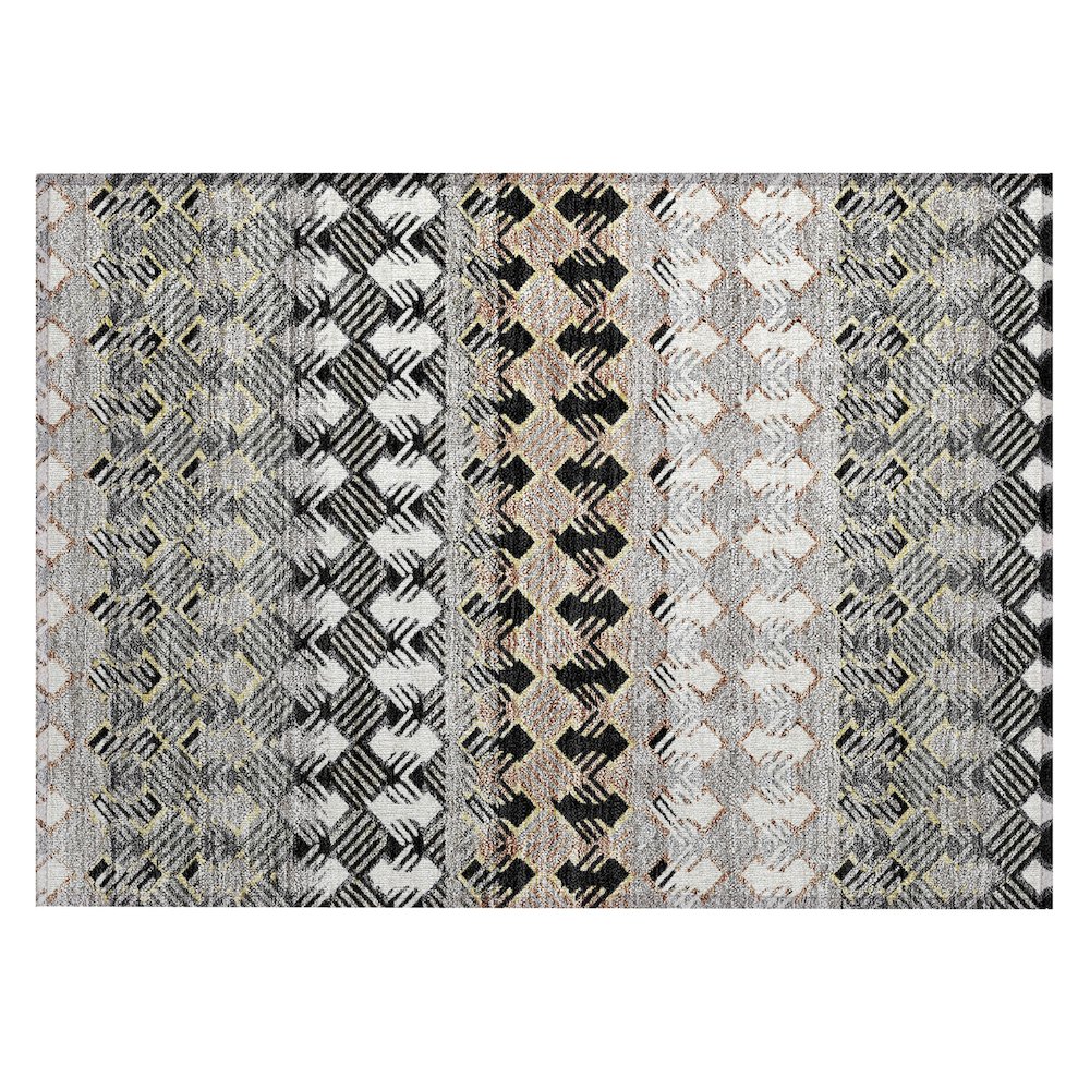 Machine Washable Indoor/Outdoor Chantille ACN2773 Black 1'8" x 2'6" Rug. Picture 1