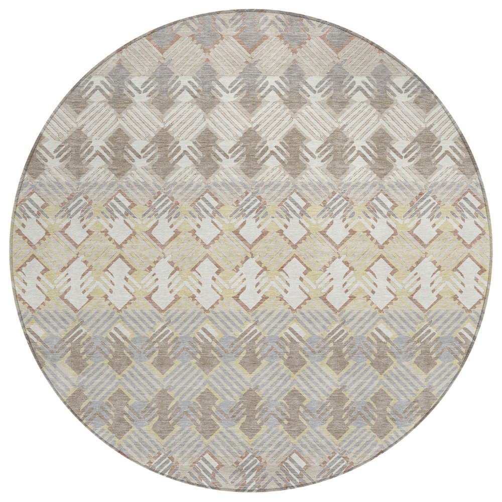 Machine Washable Indoor/Outdoor Chantille ACN2773 Ivory 8' x 8' Round Rug. Picture 1