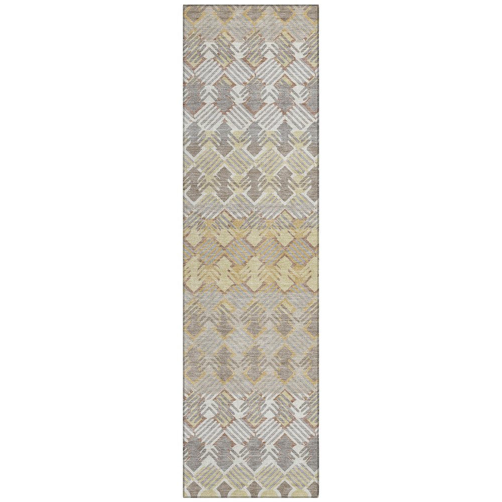 Machine Washable Indoor/Outdoor Chantille ACN2773 Gold 2'3" x 7'6" Runner Rug. Picture 1