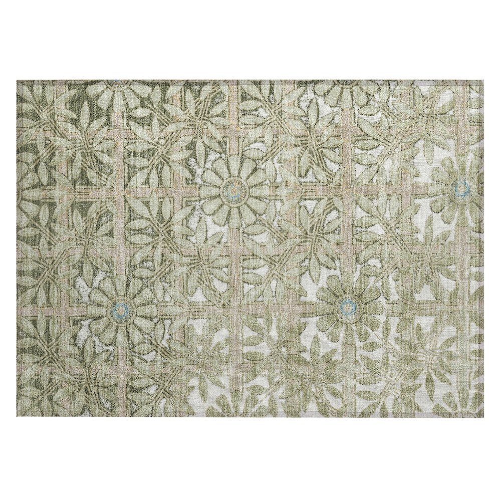 Machine Washable Indoor/Outdoor Chantille ACN2775 Green 1'8" x 2'6" Rug. Picture 1