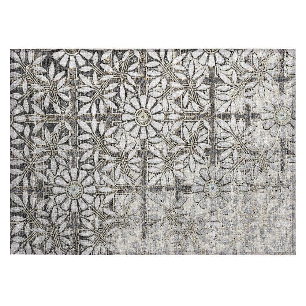 Machine Washable Indoor/Outdoor Chantille ACN2775 Gray 1'8" x 2'6" Rug. Picture 1