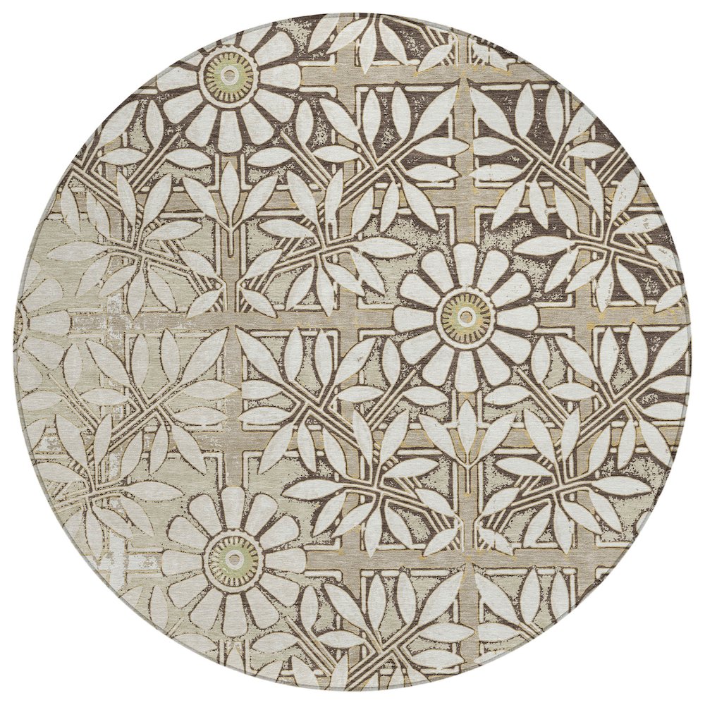 Machine Washable Indoor/Outdoor Chantille ACN2775 Ivory 8' x 8' Round Rug. Picture 1
