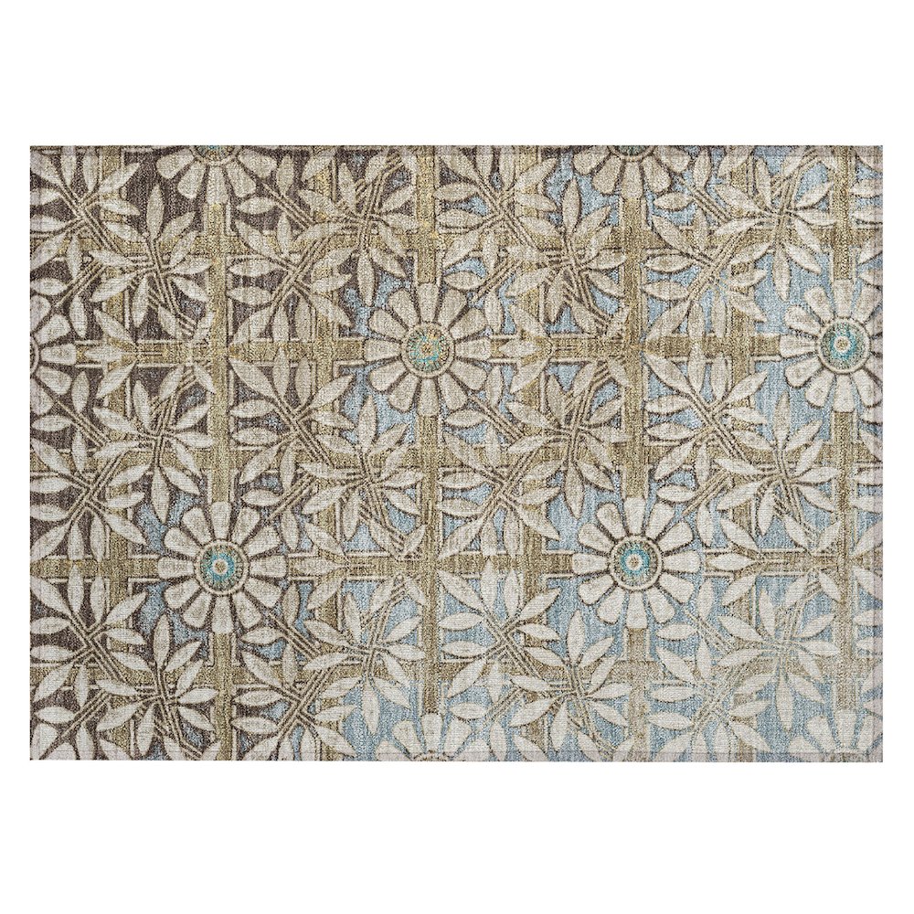 Machine Washable Indoor/Outdoor Chantille ACN2775 Brown 1'8" x 2'6" Rug. Picture 1